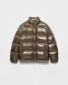 Prada Medium Weight Down Jacket With High Collar In Green