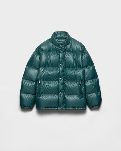 Prada Medium-weight Re-nylon Down Jacket In Blue