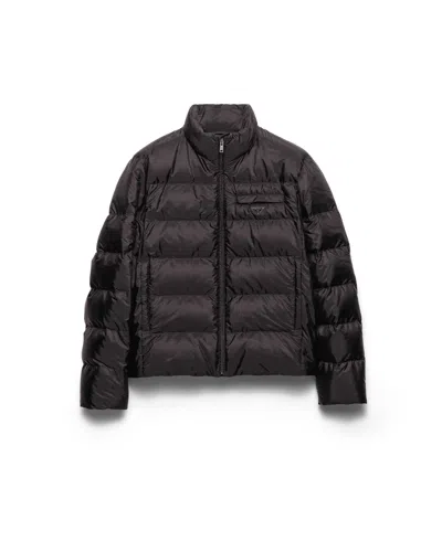 Prada Men's Medium-weight Re-nylon Down Jacket In Brown
