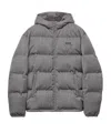 Prada Mens Grey Logo-plaque Hooded Wool Shell-down Jacket In Gray
