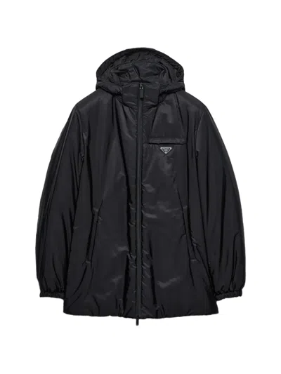 Prada Medium-weight Re-nylon Down Jacket In Black