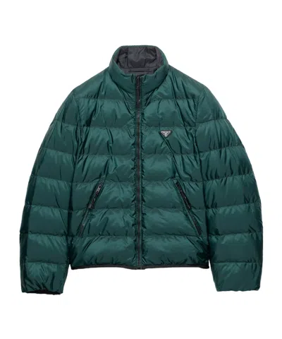 Prada Medium-weight Re-nylon Down Jacket In Green