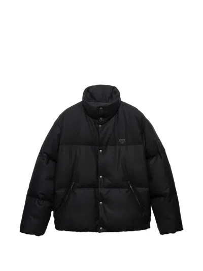 Prada Medium-weight Re-wool Down Jacket In Black