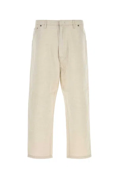 Prada Melange Ivory Chambray Pant In Neutral