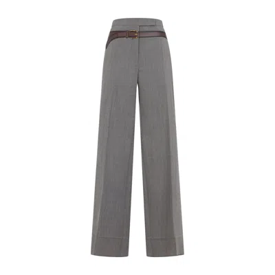 Prada Melange Cappuccino Polyester Blend Palazzo Pant In Grey