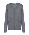 Shop Prada Wool And Cashmere Cardigan In Slate Grey