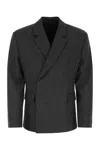 Prada Double-breasted Tailored Blazer In Dark Grey