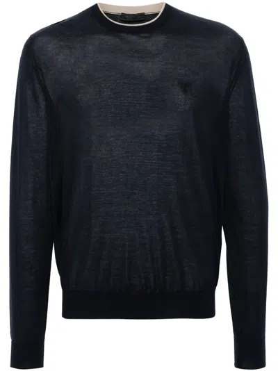 Prada Long Sleeves Cashmere Blend Sweater In Blue