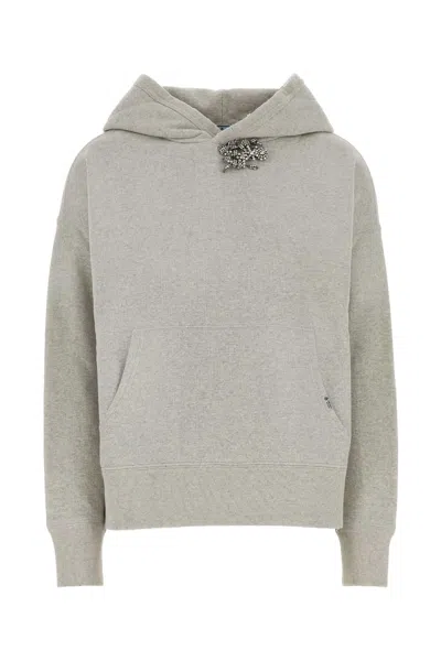 Prada Melange Grey Cotton Oversize Sweatshirt In Gray