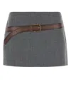 Prada Melange Grey Polyester Blend Mini Skirt In Gray
