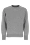 Prada Ribbed Crew-neck Cashmere Blend Sweater In Grey