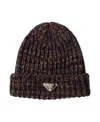 Prada Womens Blue Argyle Wool-knitted Beanie In Brown
