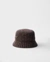 Prada Womens Blue Melange Knitted Wool Bucket Hat In Gray