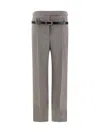 Prada Women Technical Wool Pants With Printed Belt In Argilla