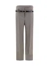Prada Technical Wool Pants With Printed Belt In Argilla