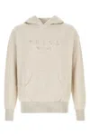 Prada Melange Sand Cotton Sweatshirt In White