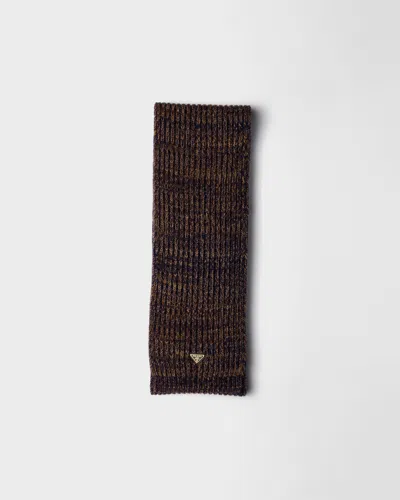 Prada Mélange Wool And Cashmere Scarf In Brown