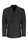 Prada Melange Dark Grey Wool Blazer In Gray