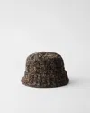Prada Mélange Wool Bucket Hat In Schwarz/kamel