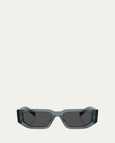Prada Men's 0pr 09zsf Acetate And Plastic Rectangle Sunglasses