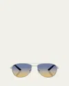 Prada Men's 0pr A54s Acetate And Plastic Aviator Sunglasses