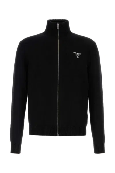 Prada Men's 100% Cashmere Cardigan In Black