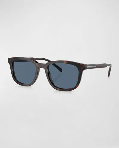 Prada Men's Acetate And Plastic Square Sunglasses In Dark Blue