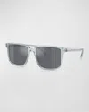 PRADA MEN'S ACETATE AND PLASTIC SQUARE SUNGLASSES