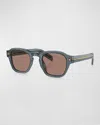 Prada Sunglasses With Iconic Metal Plaque In Brown