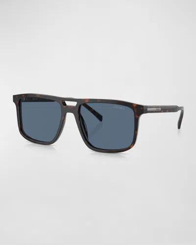 Prada Men's Acetate Square Sunglasses In Blue