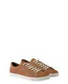 Prada Men's Aged-effect Leather Sneakers In Brown