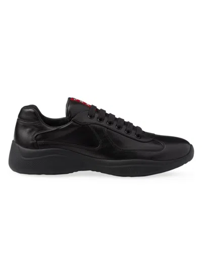Prada Men's America's Cup Nappa Leather Sneakers In Black