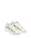 Prada Mens Neutral America's Cup Original Leather And Mesh Trainers Eur 46 / 12 Uk In Neutral