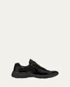 Prada Men's America's Cup Patent Leather Patchwork Sneakers In Black Black