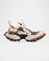 PRADA MEN'S AMERICA'S CUP PATENT LEATHER PATCHWORK SNEAKERS