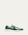 Prada Round Toe Sneakers In Green Silver