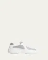 Prada Men's America's Cup Patent Leather Patchwork Sneakers In White