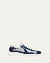 Prada Men's America's Cup Patent Leather Sneakers In Blue