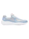 Prada Men's America's Cup Patent Leather Sneakers In Light Blue