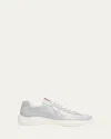 Prada Men's America's Cup Patent Leather Sneakers In White
