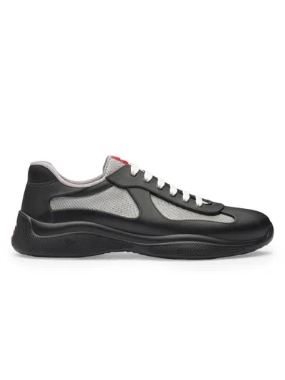 PRADA MEN'S AMERICA'S CUP SOFT RUBBER AND BIKE FABRIC SNEAKERS
