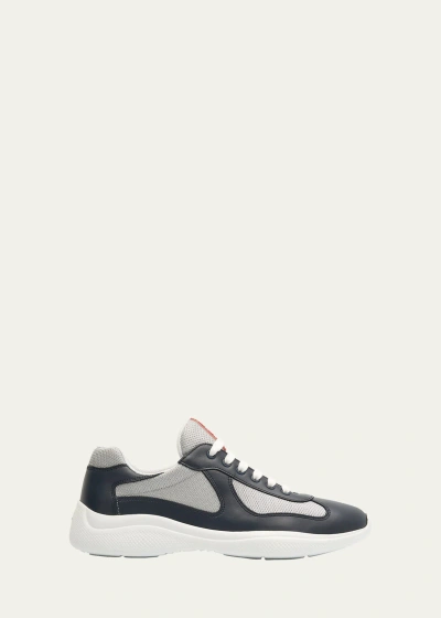 PRADA MEN'S AMERICAS CUP LEATHER TRAINER SNEAKERS