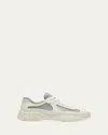 Prada Mens Neutral America's Cup Original Leather And Mesh Trainers Eur 46 / 12 Uk