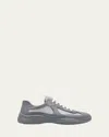 Prada Men's Americas Cup Rubber Trainer Sneakers In Gray