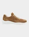 Prada Men's Americas Cup Suede Low-top Sneakers In Cinnamon Brown