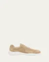 Prada Men's Americas Cup Suede Low-top Sneakers In Tan