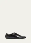 Prada Brushed-leather Lace-up Shoes In Black