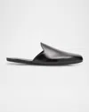 Prada Brushed Leather Slippers In Black
