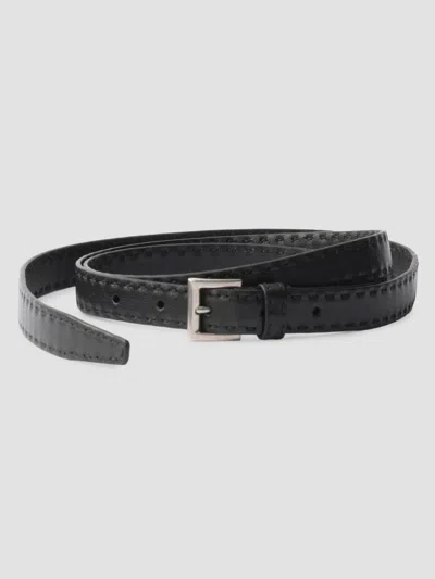 Prada Men's Antiqued Leather Belt In Black