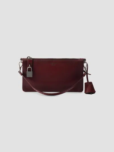 Prada Men's Antiqued Leather Pouch In Red